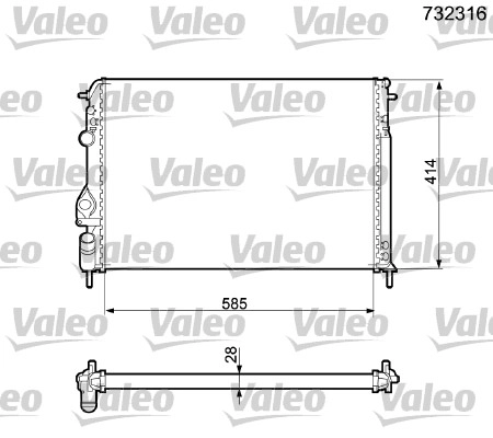 Радиатор, охлаждение двигателя *VALEO* RENAULT|--->732316 / NRF->58198 / NIS->63896A