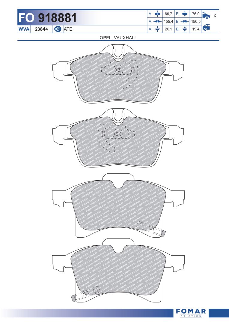Тор Кол Диск FOMAR Пер * Opel Astra G/Zafira  |--->FO918881 / OEM1605252  GDB1668 (с пружинкой)
