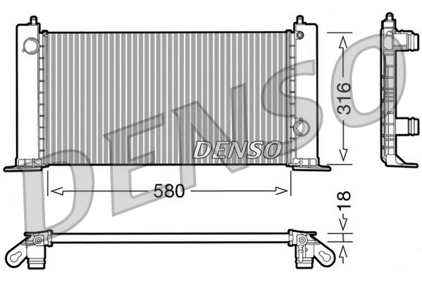 Радиатор, охлаждение двигателя *DENSO* FIAT STILO |--->DRM09120 / NRF->53603 / D7F030TT / NIS->61883