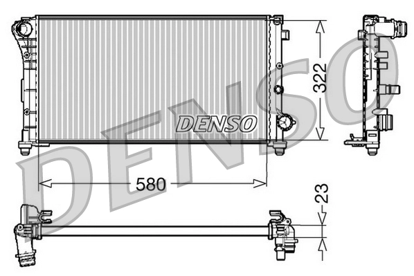 Радиатор, охлаждение двигателя *DENSO* FIAT PANDA |-->DRM09085 / NRF->58237 / D7F029TT / NIS->606345