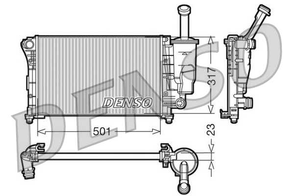 Радиатор, охлаждение двигателя *DENSO* FIAT PANDA |-->DRM09086 / D7F010TT / NRF->58170 / NIS->617853